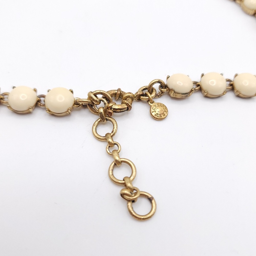 J.Crew Wind Bell Necklace‎ Cream Gold Bib Charm Signed - Picture 2 of 7